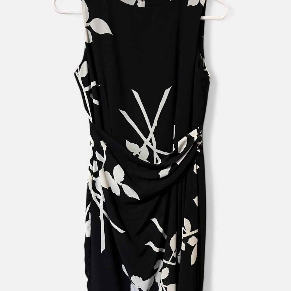 Vintage Y2K David Warren New York‎ Women's Black and Cream Floral Dress size 4